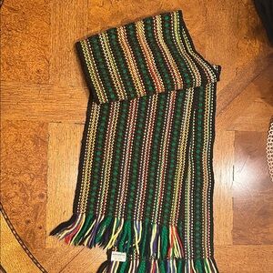 Vintage Brooks Brothers Colorful Wool Striped Scarf with Fringe 60”x 10”